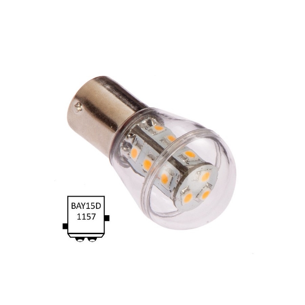 LED lanternepære Bay15D,10-35V 140lm kaldhvit